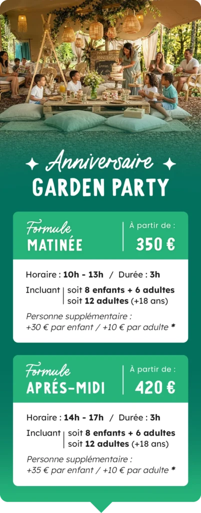 Anniversaire Garden Party matinée ou après-midi